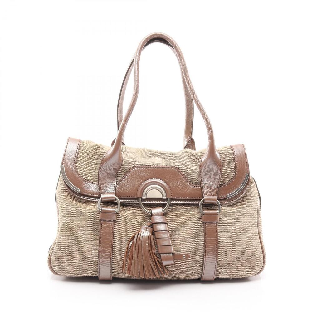 Celine Suede Leather 2Way Shoulder Tote Bag Tan Pink